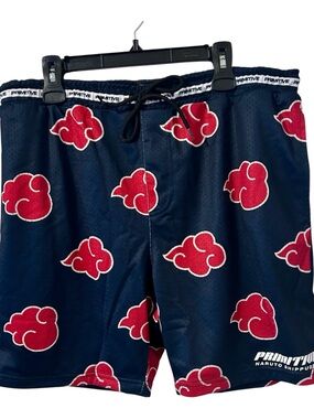 Primitive Naruto Shippuden Akatsuki Cloud Mesh Shorts - Navy & Red